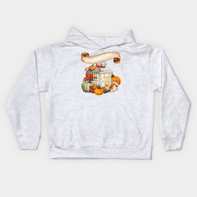 Fall Lantern ,Thanksgiving,Pumpkins,Leaves, Kids Hoodie by Cool Abstract Design